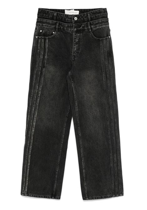 Black double-waistband jeans Feng chen wang - men